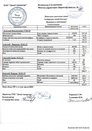 Меню 17.03.- 20.03.2025